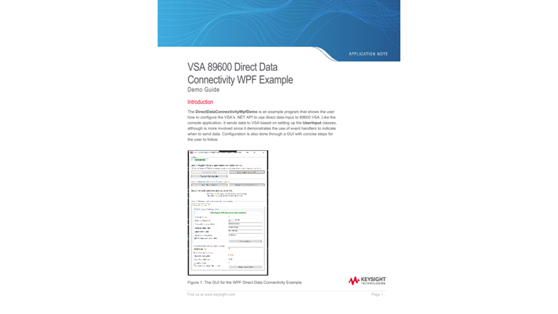 VSA 89600 Direct Data Connectivity WPF Example